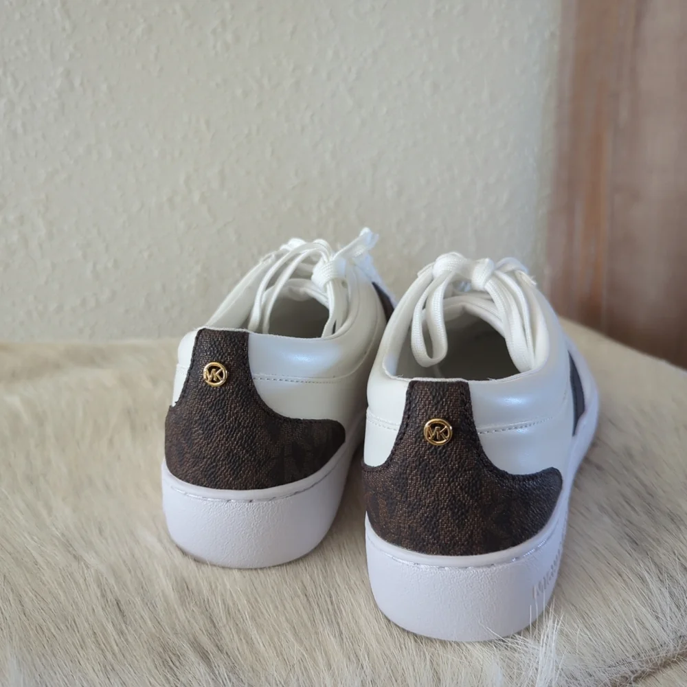Michael Kors Irving Stripe Lace Up Designer Sneakers Optic White Multi  8.5